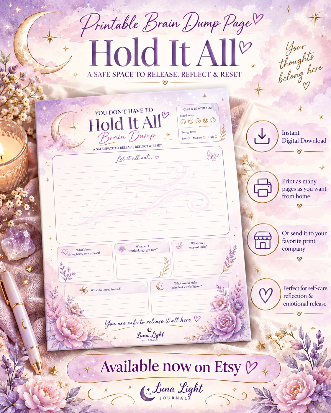 Dreamy Printable Brain Dump Journal Ad